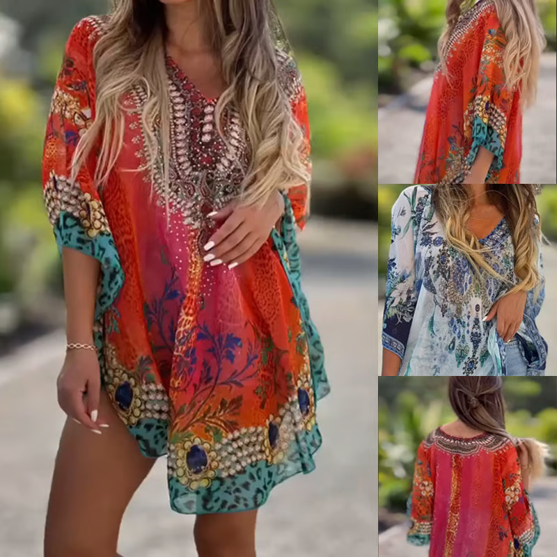 🌸Spring Specials🌸Women's Loose V-Neck Asymmetrical Dress