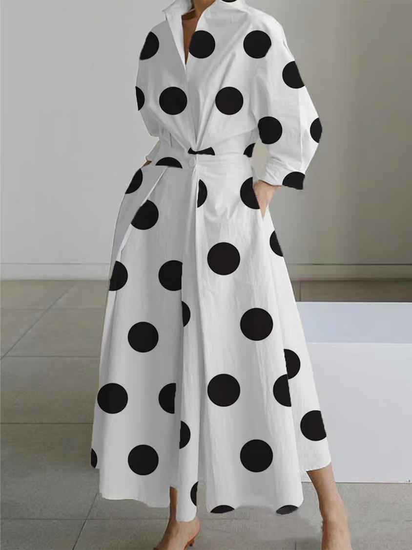 💕What should I wear tomorrow?💕Women's Plain Lapel Shirt Wrap Dress