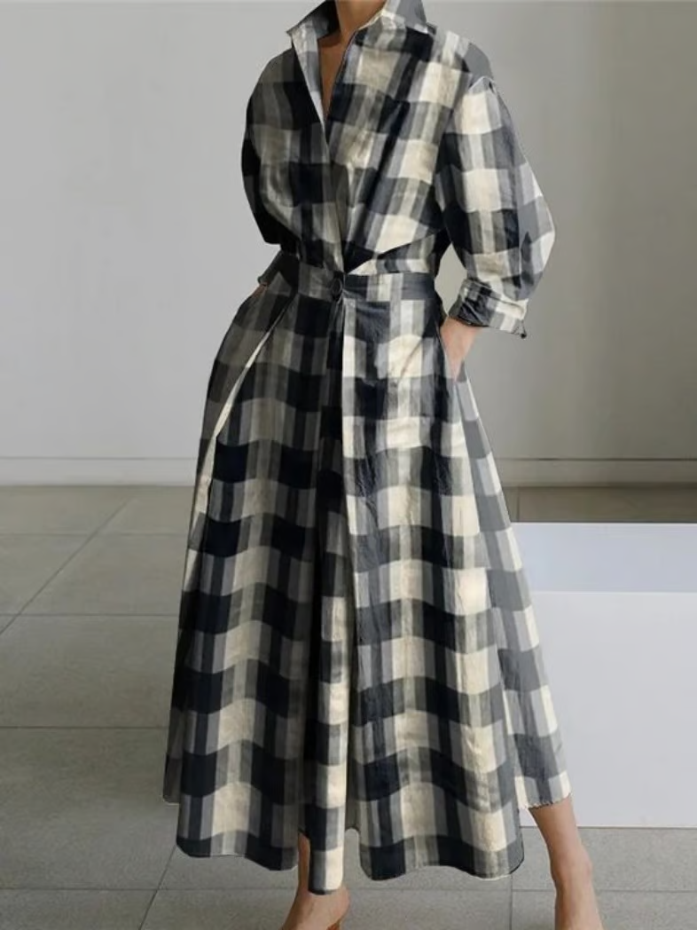 💕What should I wear tomorrow?💕Women's Plain Lapel Shirt Wrap Dress