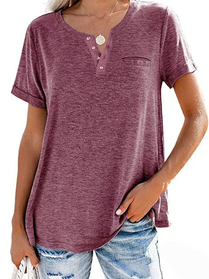 đ„Buy any 2 Get 10% offđ„đ„Fashion Solid Color Pocket Short Sleeve T-Shirt