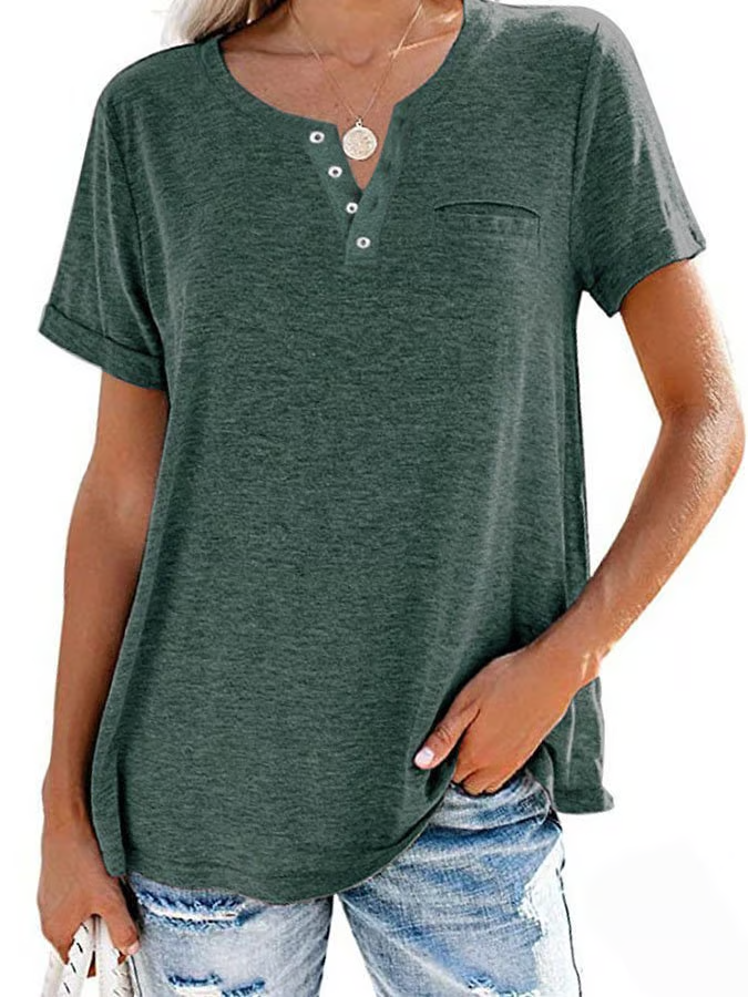 đ„Buy any 2 Get 10% offđ„đ„Fashion Solid Color Pocket Short Sleeve T-Shirt