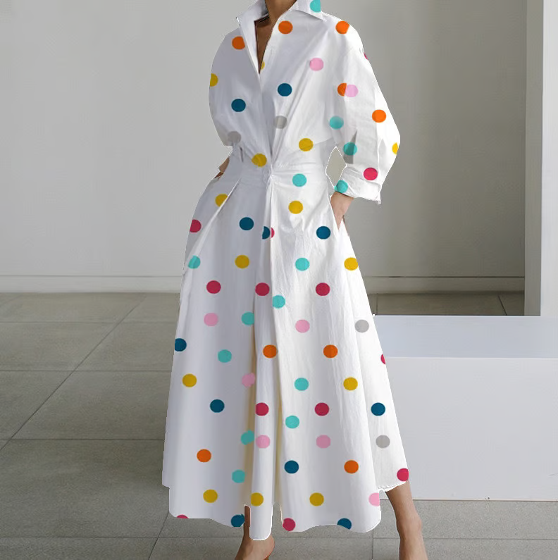 💕What should I wear tomorrow?💕Women's Plain Lapel Shirt Wrap Dress