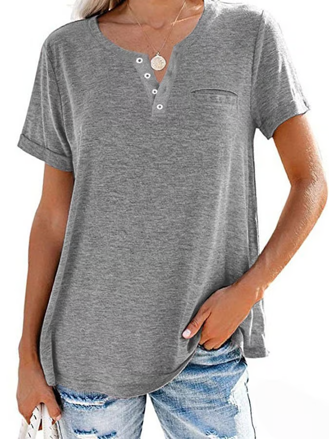 đ„Buy any 2 Get 10% offđ„đ„Fashion Solid Color Pocket Short Sleeve T-Shirt
