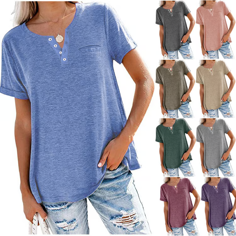 đ„Buy any 2 Get 10% offđ„đ„Fashion Solid Color Pocket Short Sleeve T-Shirt