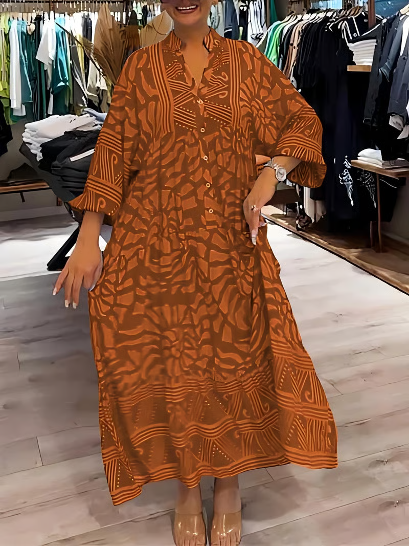 Women's V-neck Printed Loose Dress(Almost Sold Out!)