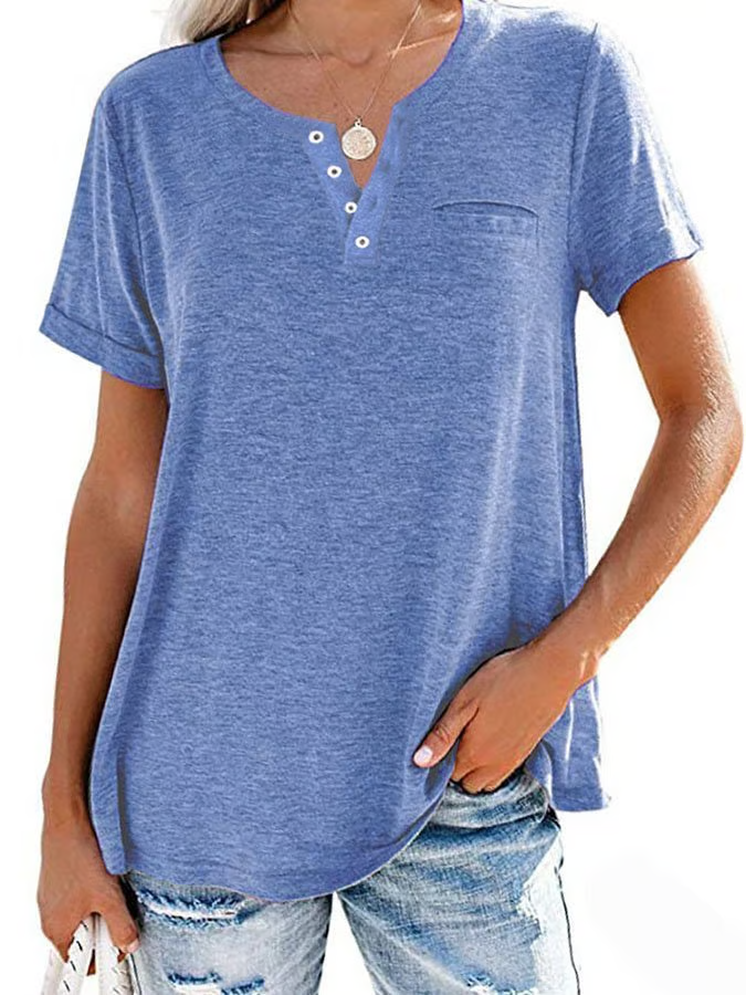 đ„Buy any 2 Get 10% offđ„đ„Fashion Solid Color Pocket Short Sleeve T-Shirt
