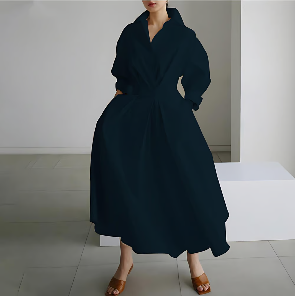 💕What should I wear tomorrow?💕Women's Plain Lapel Shirt Wrap Dress