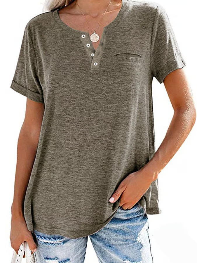 đ„Buy any 2 Get 10% offđ„đ„Fashion Solid Color Pocket Short Sleeve T-Shirt