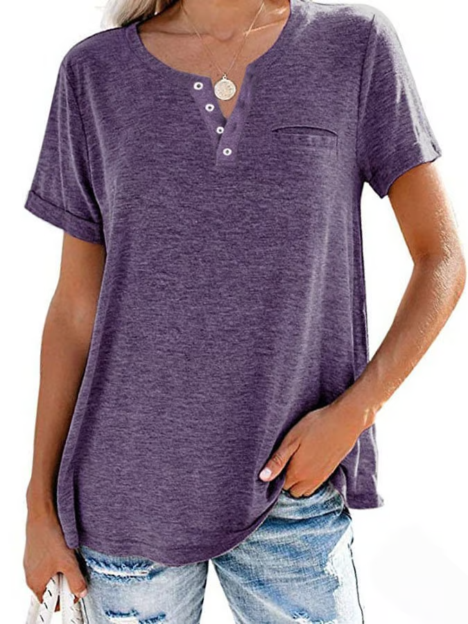 đ„Buy any 2 Get 10% offđ„đ„Fashion Solid Color Pocket Short Sleeve T-Shirt