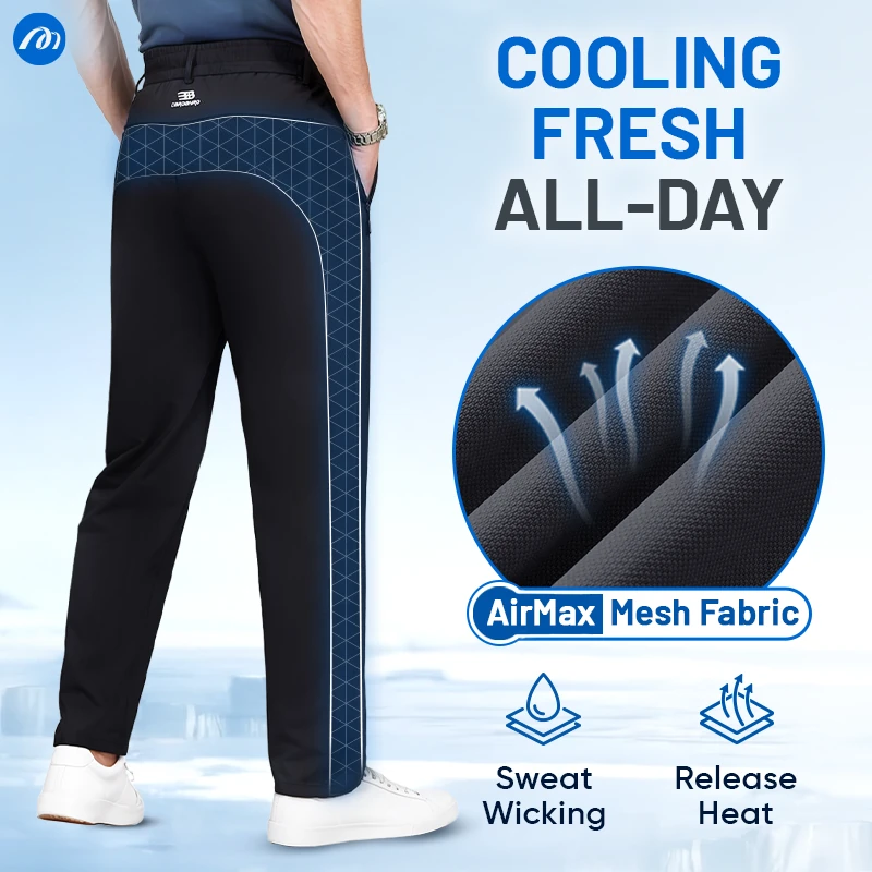 MeshIrons - Ice Silk Mesh Panel Casual Pants