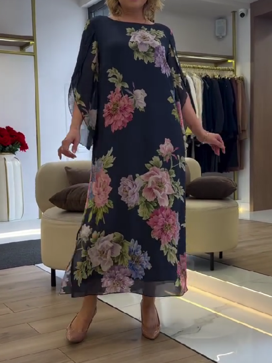 Unique Floral Print Maxi Dress