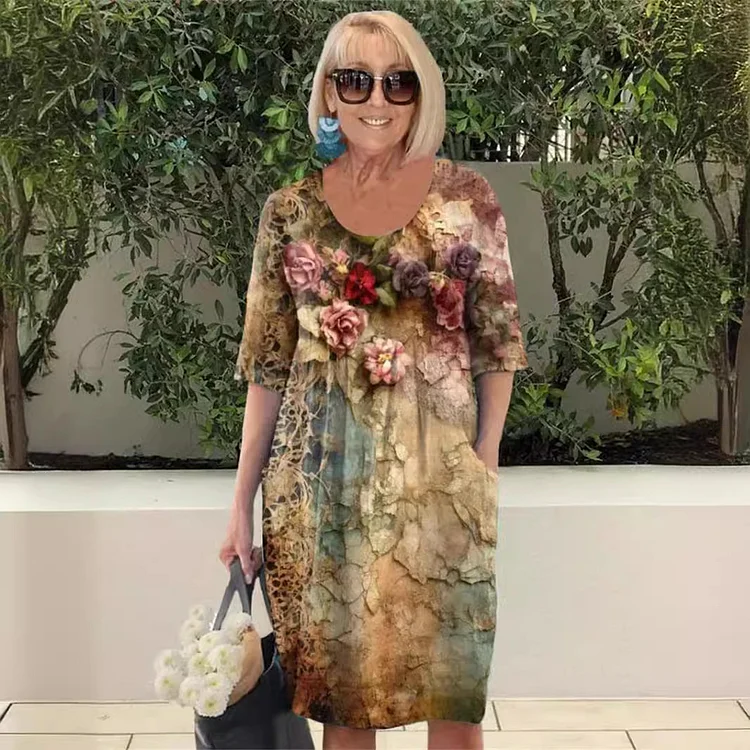 Large Floral Print Dress