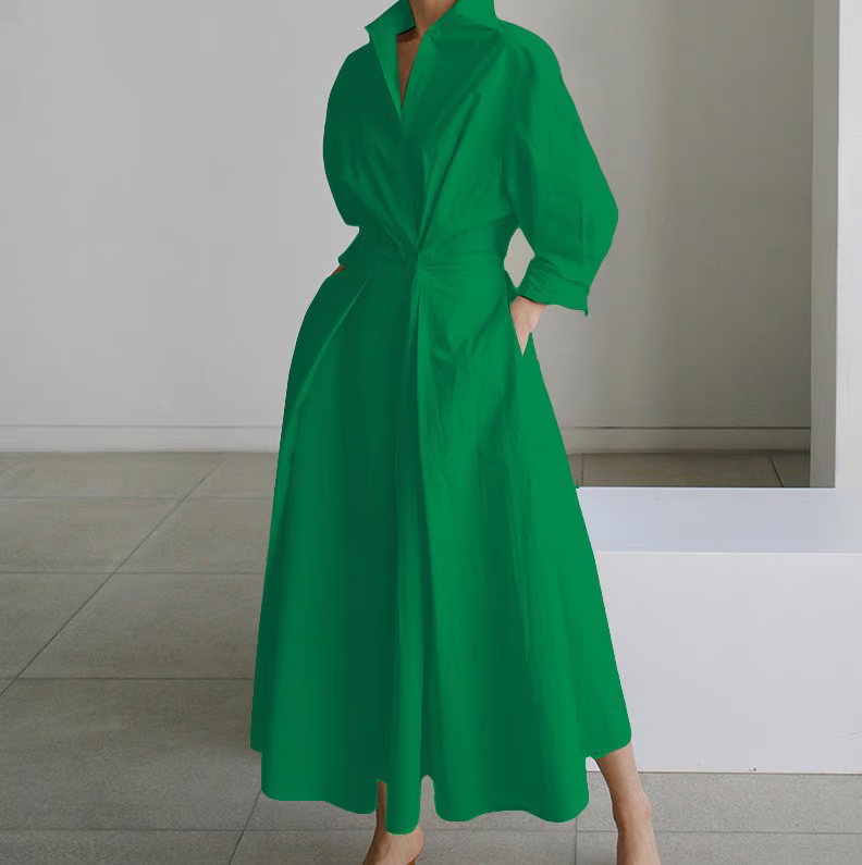 💕What should I wear tomorrow?💕Women's Plain Lapel Shirt Wrap Dress