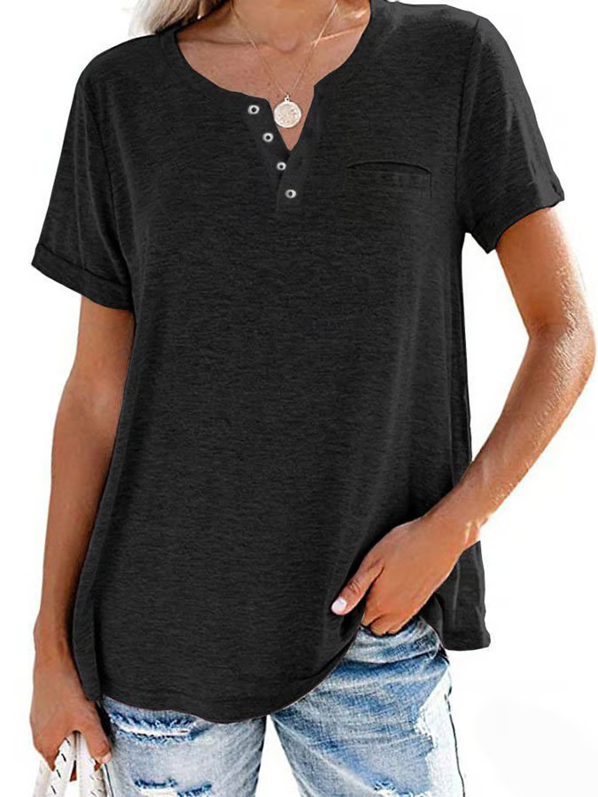đ„Buy any 2 Get 10% offđ„đ„Fashion Solid Color Pocket Short Sleeve T-Shirt