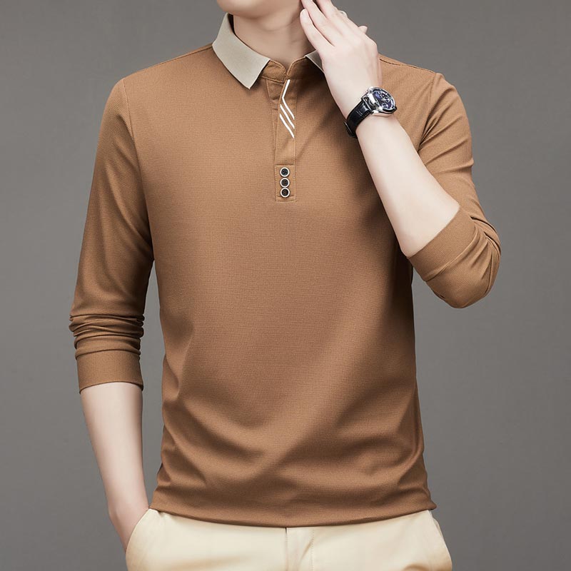 ð¥Men's Business Casual Solid Color Lapel Base T-shirt
