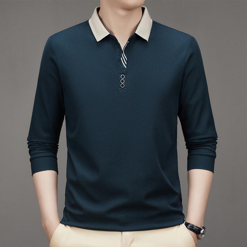 ð¥Men's Business Casual Solid Color Lapel Base T-shirt