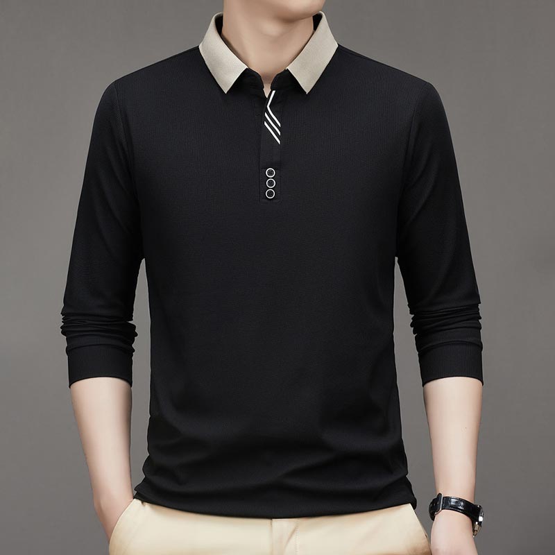 ð¥Men's Business Casual Solid Color Lapel Base T-shirt