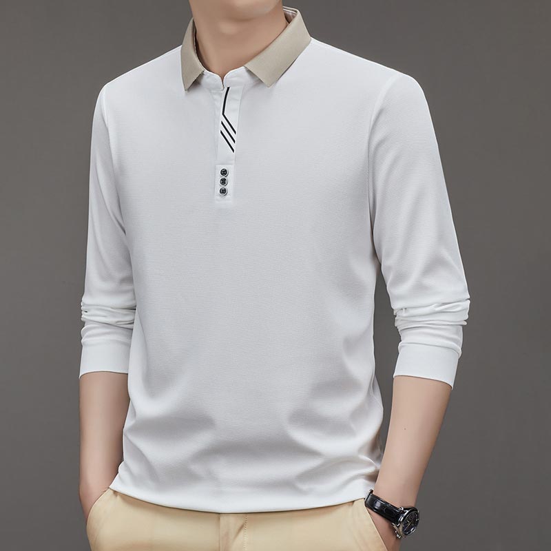 ð¥Men's Business Casual Solid Color Lapel Base T-shirt