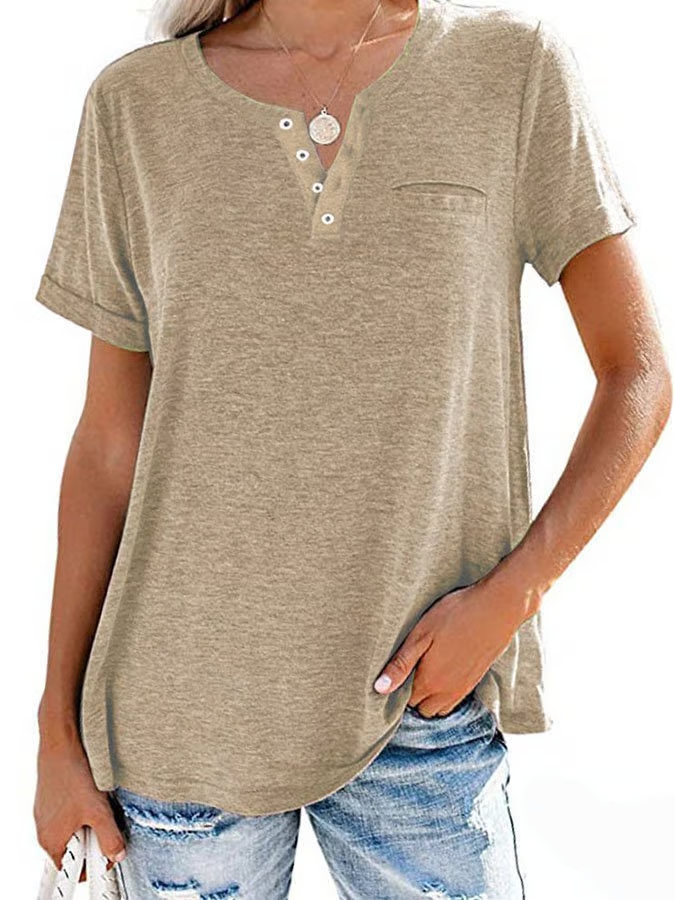 đ„Buy any 2 Get 10% offđ„đ„Fashion Solid Color Pocket Short Sleeve T-Shirt