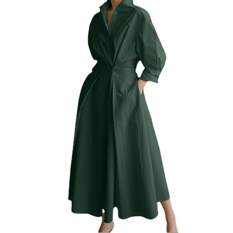 💕What should I wear tomorrow?💕Women's Plain Lapel Shirt Wrap Dress
