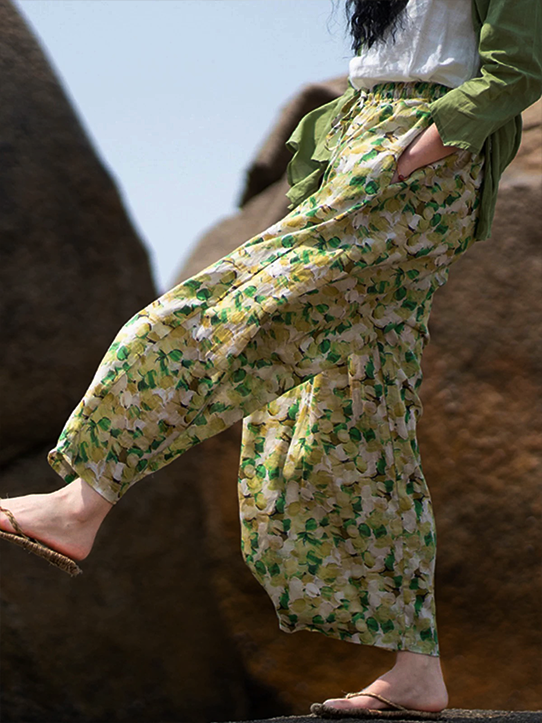 Casual Printed Drawstring Pants