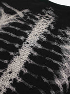 Vintage Skeleton Print Waffle Sweatshirt
