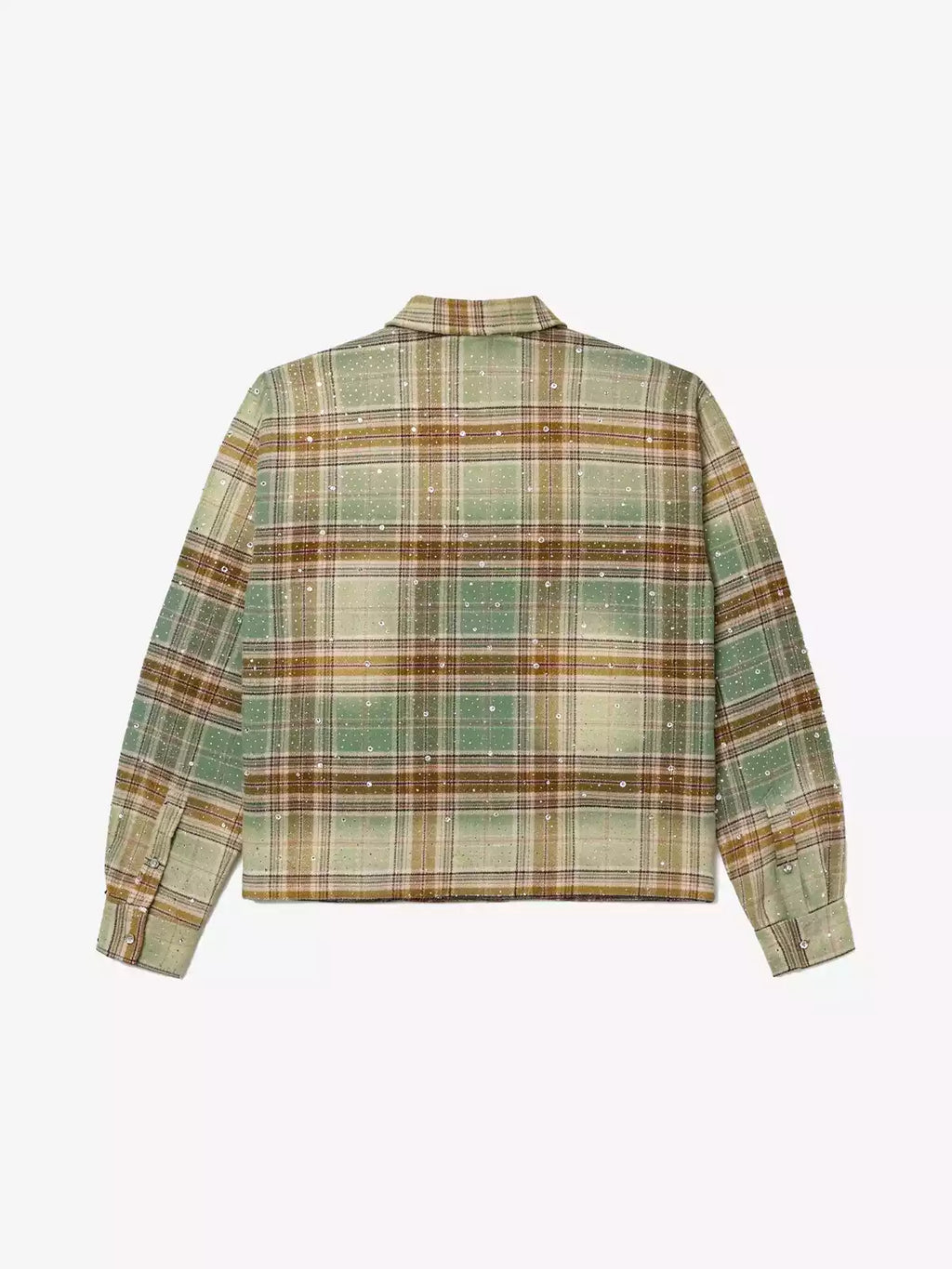 Rhinestone Plaid Long-Sleeve Shirt