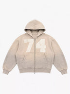 Washed 74 Number Graphic Streetwear Tracksuit Set