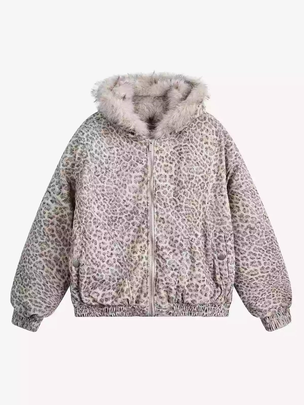 Cheetah Print Faux Fur Hooded Jacket