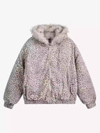 Cheetah Print Faux Fur Hooded Jacket