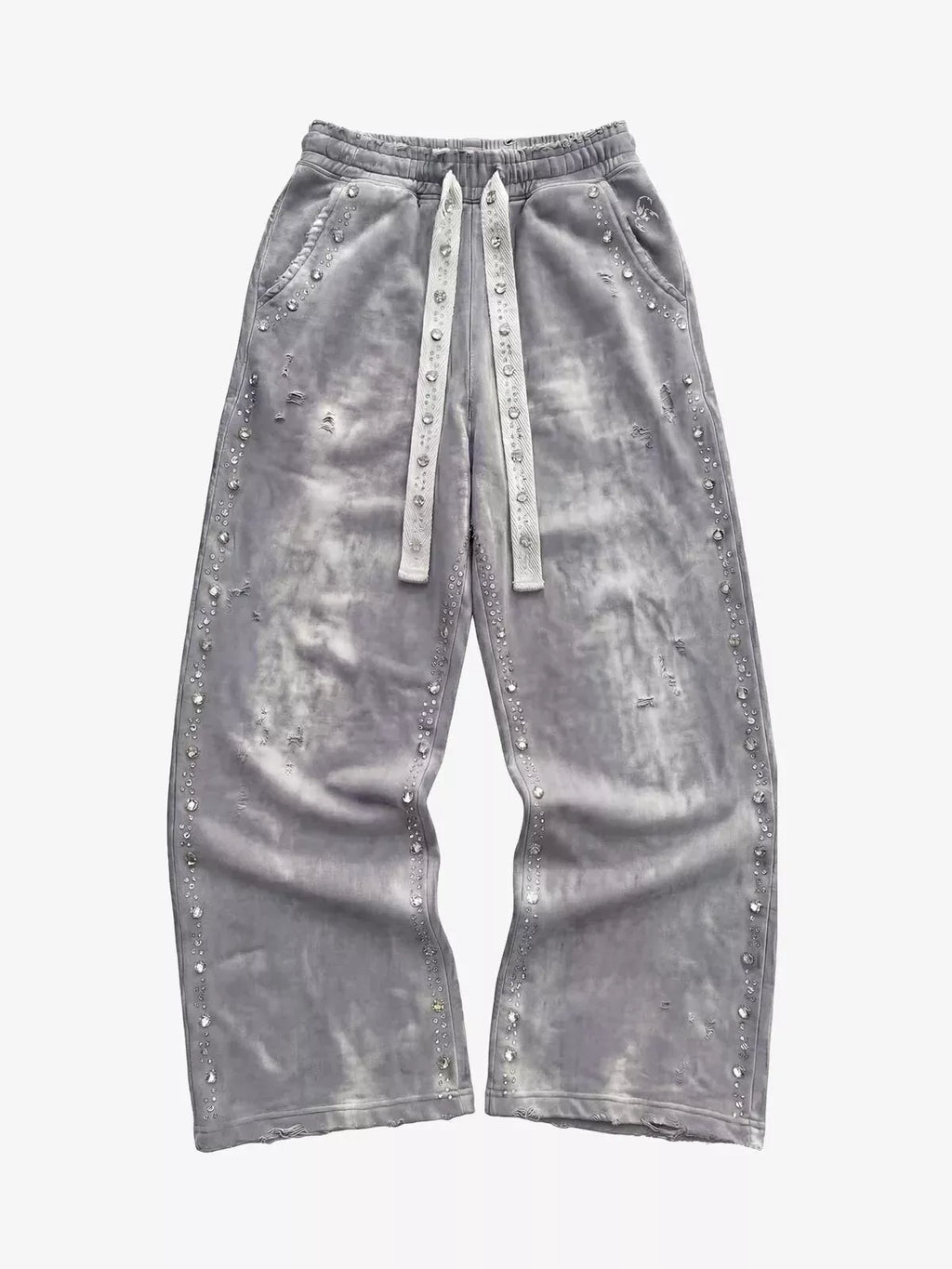 Rhinestone Distressed Sweatpants