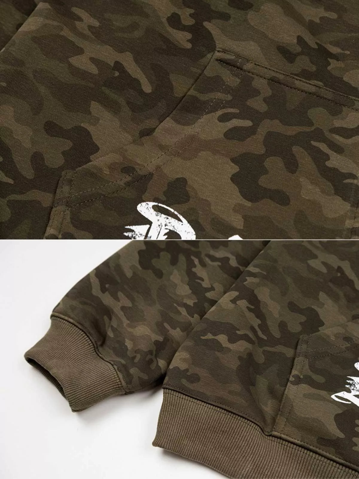 Camo Gothic Graphic Zip-Up Hoodie