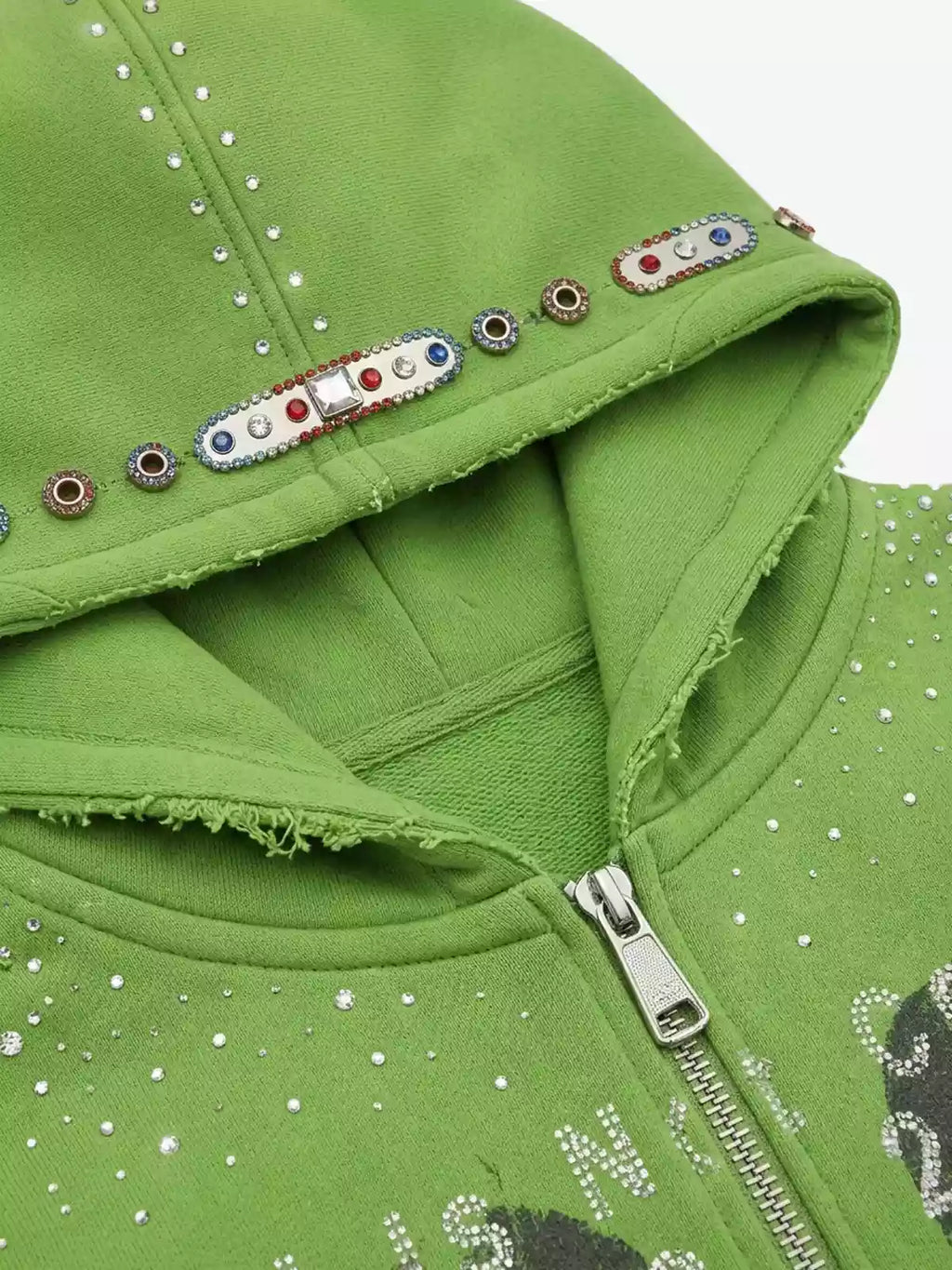 Studded Flame Streetwear Zip-Up Hoodie