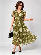 Graceful Floral Print Summer Dress