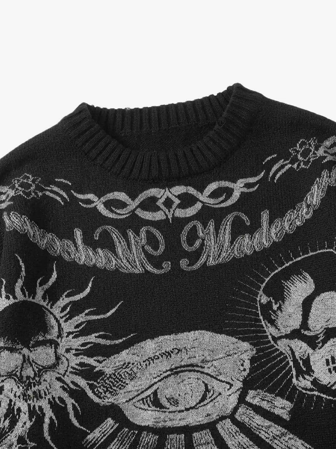 Dark Flame Skull Graphic Crewneck Sweater