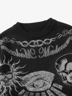 Dark Flame Skull Graphic Crewneck Sweater