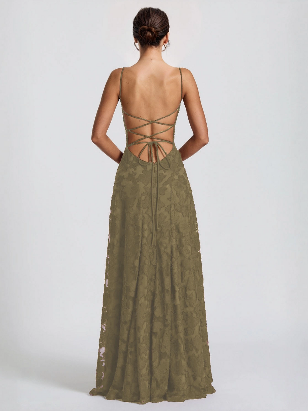 Elegant Floral Lace Spaghetti Strap Maxi Dress