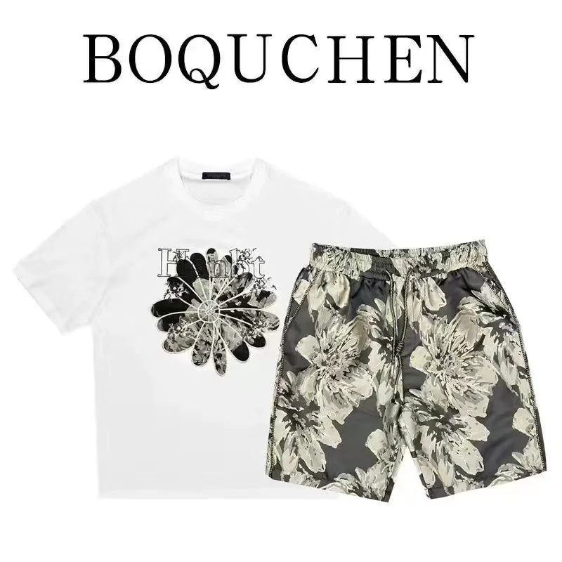 Men's casual wear set embroidered bear pattern