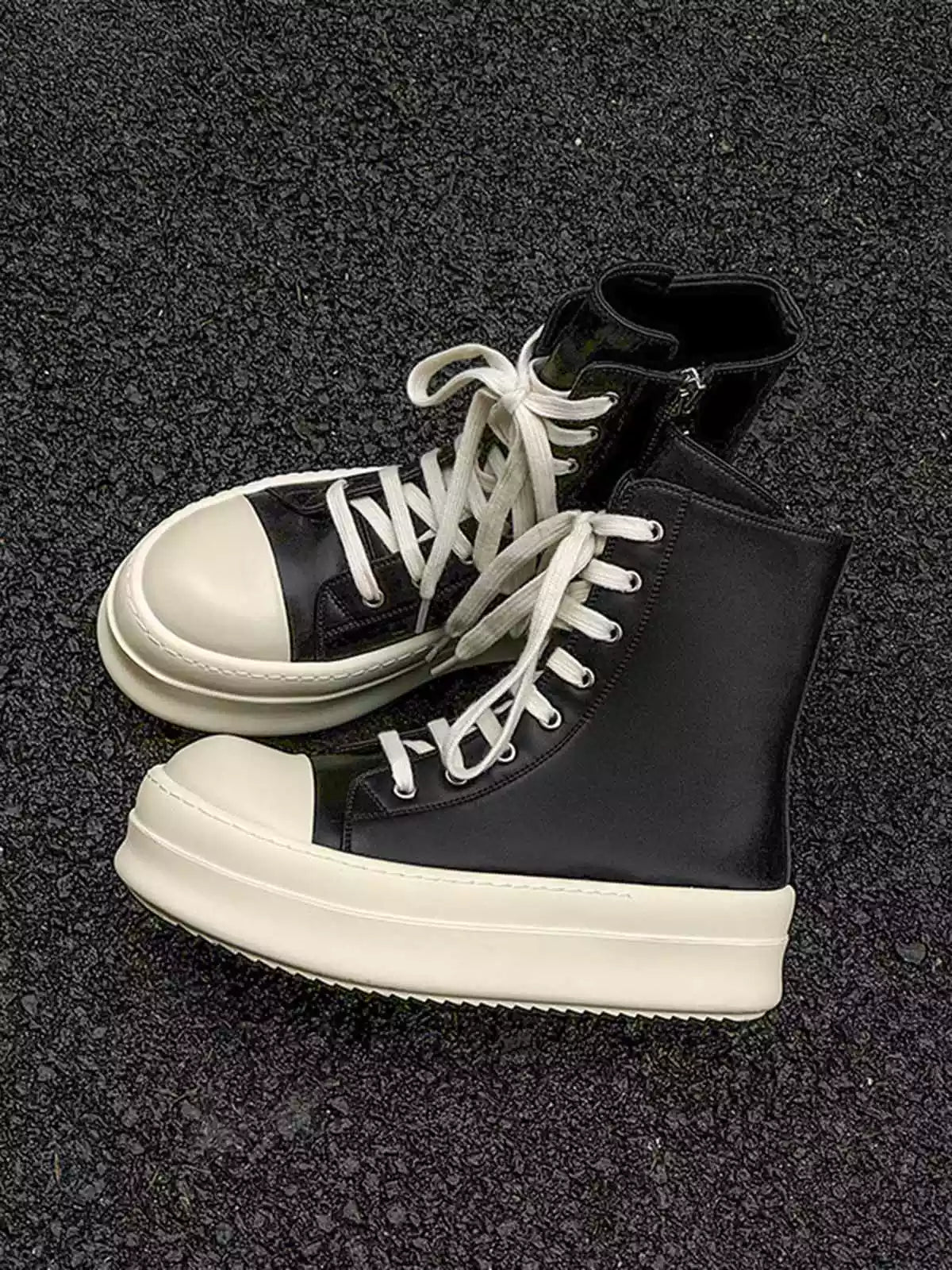 Niceprimes Rubber Sole High-Top Side Zipper Platform Sneakers