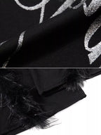 Faux Fur Trim Wide-Leg Streetwear Pants