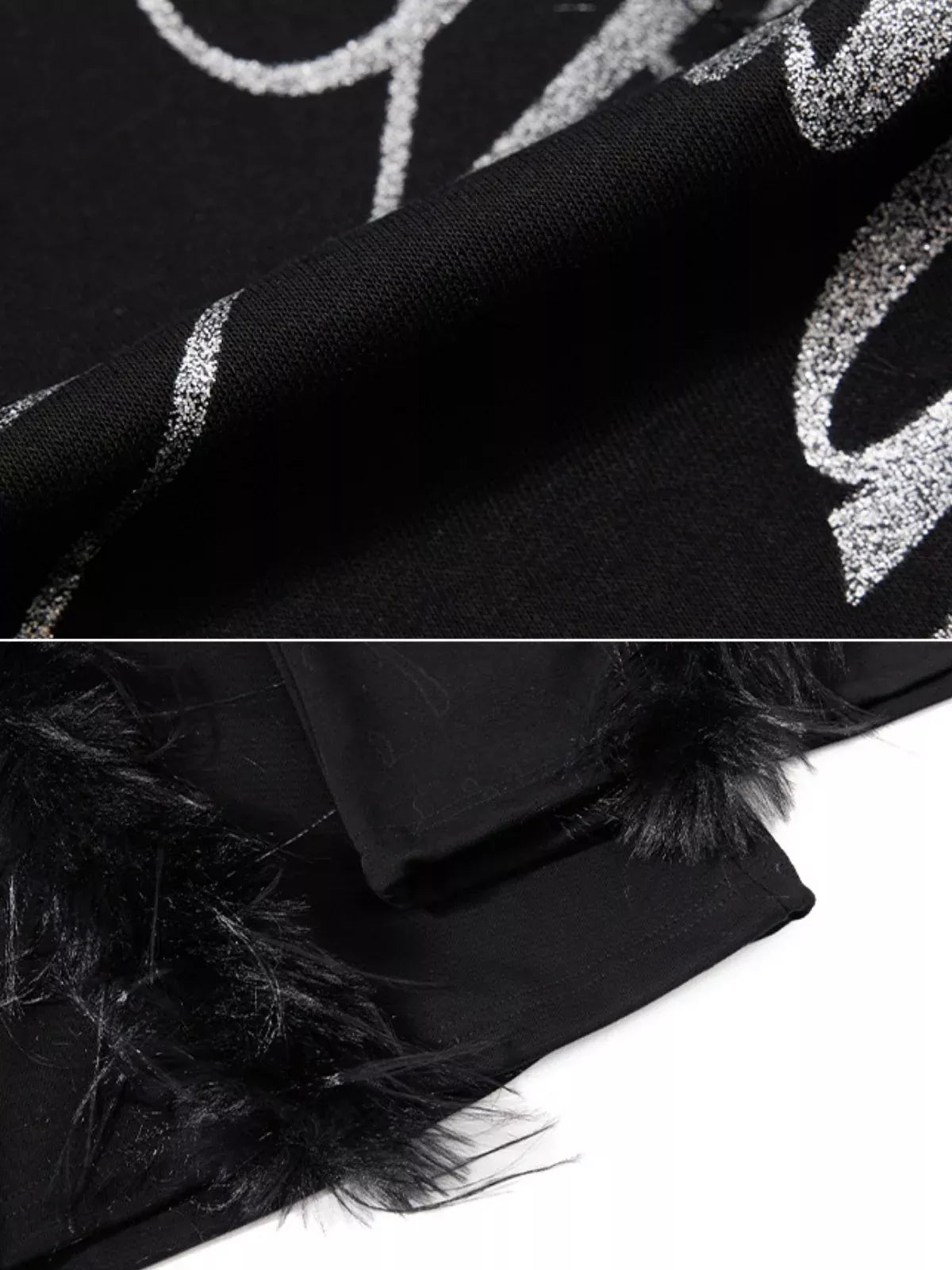 Faux Fur Trim Wide-Leg Streetwear Pants