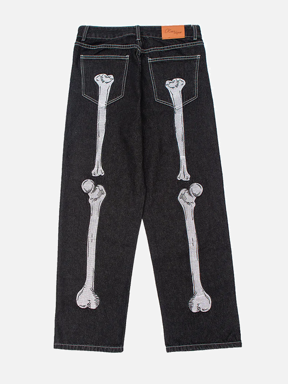 Niceprimes Vintage Skull Bone Embroidery Jeans