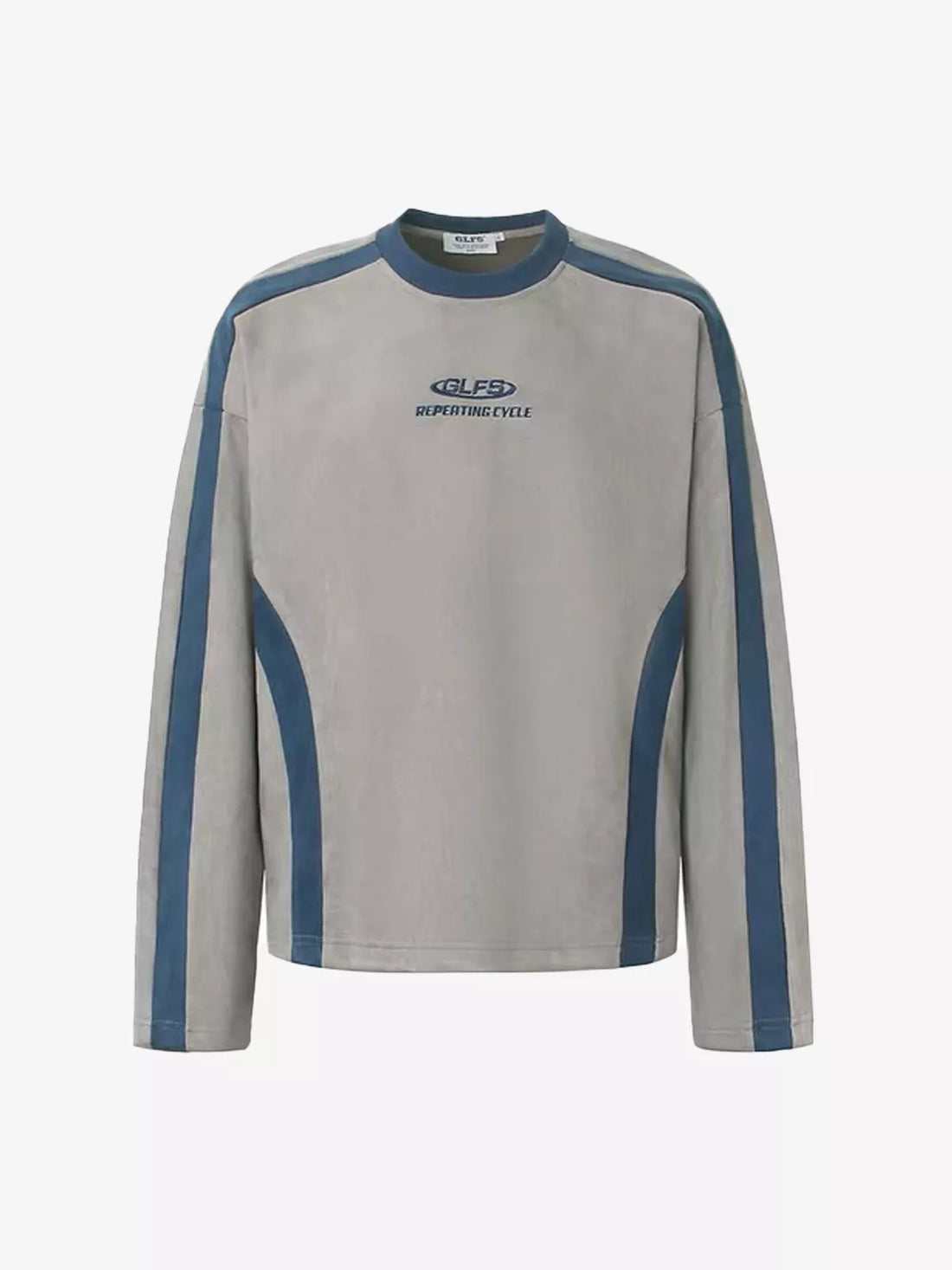 Contrast Panel Suede Long Sleeve Tee