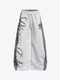 Curved Script Stripe Wide-Leg Sweatpants