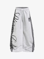 Curved Script Stripe Wide-Leg Sweatpants
