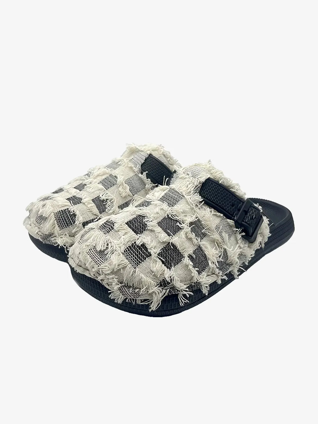 Suede Buckle Strap Rubber-Sole Streetwear Mules
