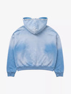 Gradient Washed Distressed Rhinestone And Pearl Hoodie