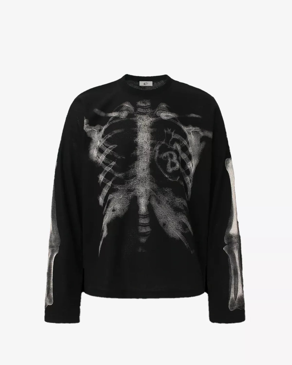 Vintage Skeleton Print Waffle Sweatshirt