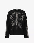 Vintage Skeleton Print Waffle Sweatshirt