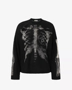 Vintage Skeleton Print Waffle Sweatshirt